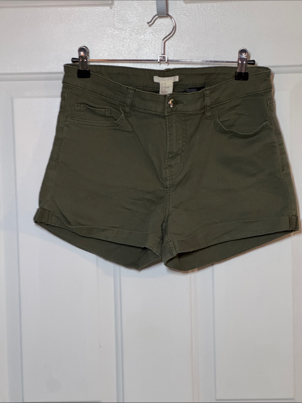 H&M Olive Green High-Rise Jean Shorts